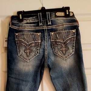 ROCK REVIVAL Liri Mid Rise Boot Cut Jeans 28 X 32